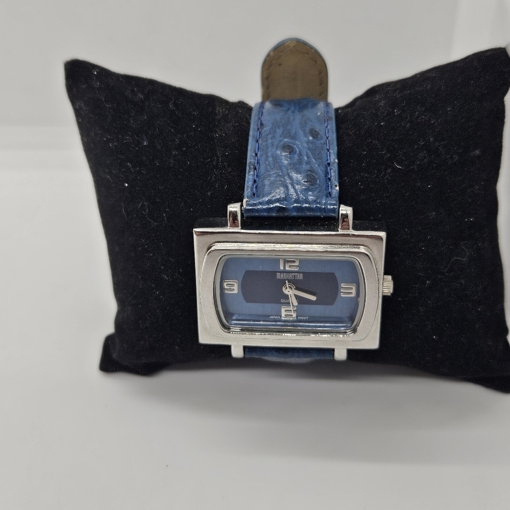 vintage Manhattan by Croton blue rectangular watch
